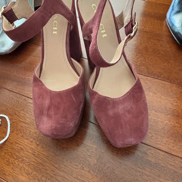 Coach Burgundy Suede Platform Heels - Picture 5 of 6